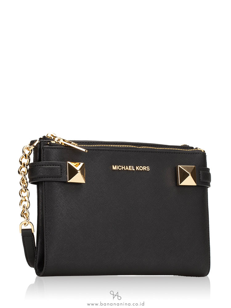 MICHAEL KORS Karla Saffiano Crossbody Black