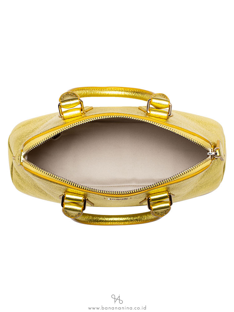 BALLY Dainty Small Leather Satchel Metallic Yellow