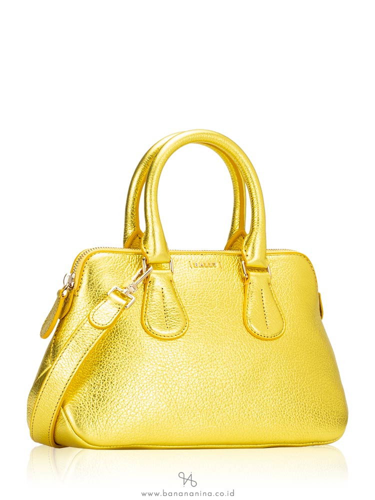 BALLY Dainty Small Leather Satchel Metallic Yellow