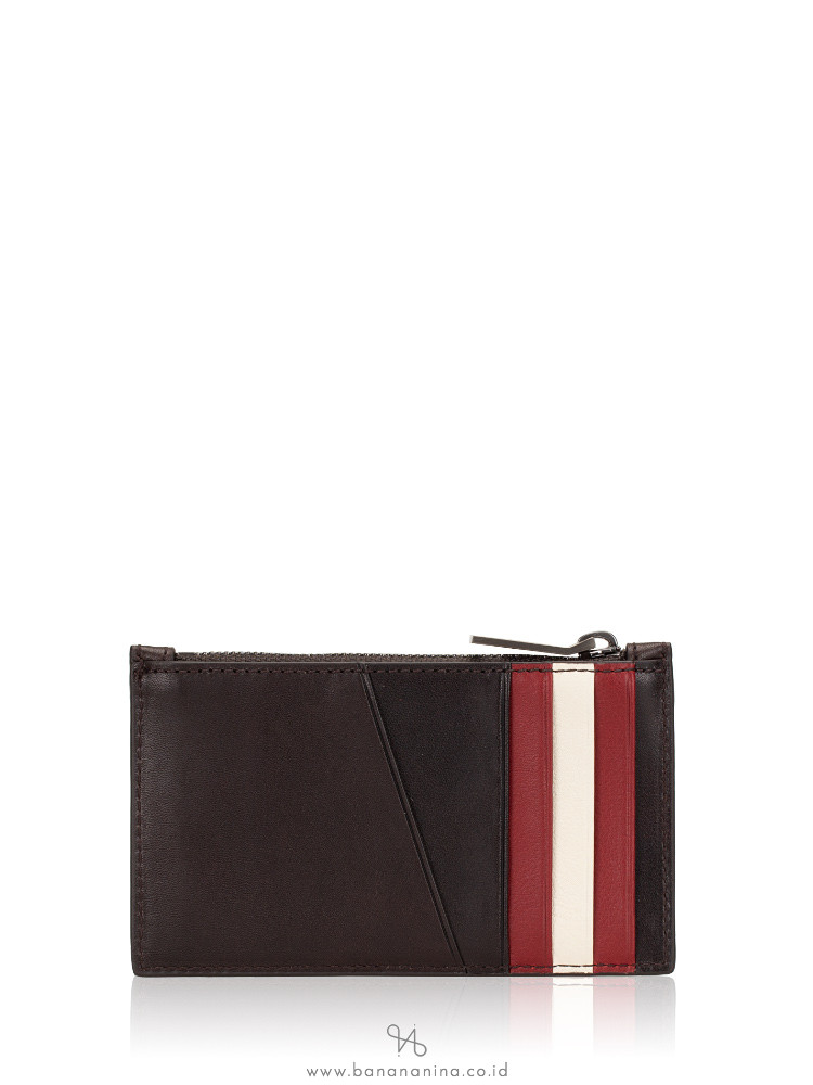 BALLY Tenley Leather Zip Card Holder Brown