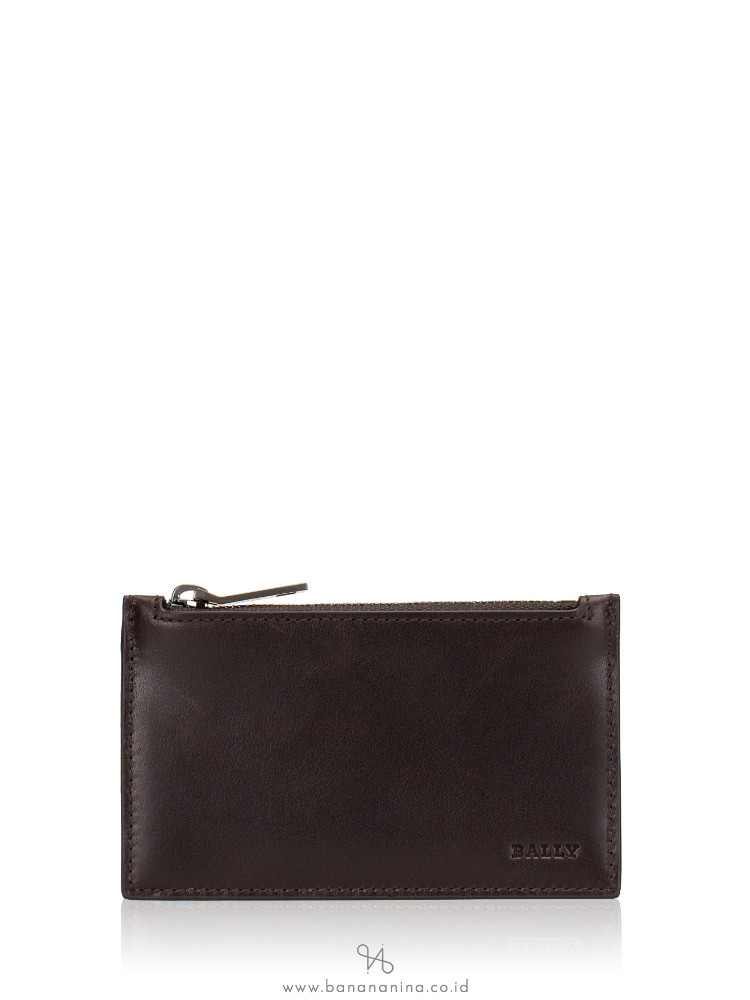 BALLY Tenley Leather Zip Card Holder Brown
