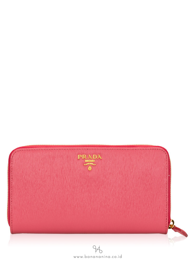 PRADA 1ML348 Vitello Move Zip Wallet Peonia