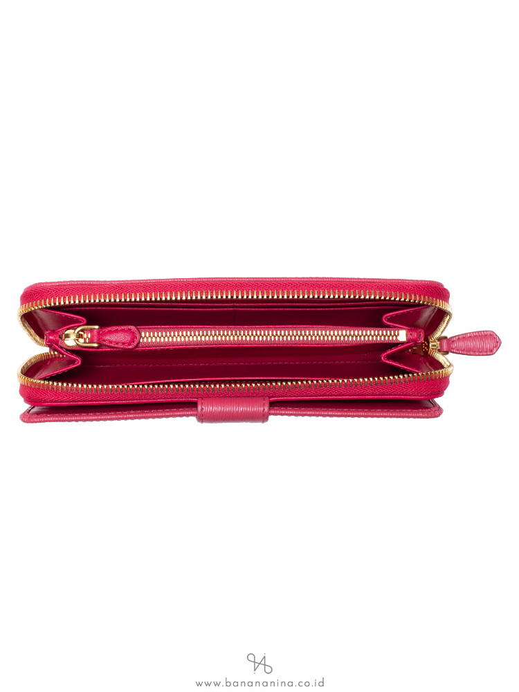 PRADA 1ML348 Vitello Move Zip Wallet Peonia