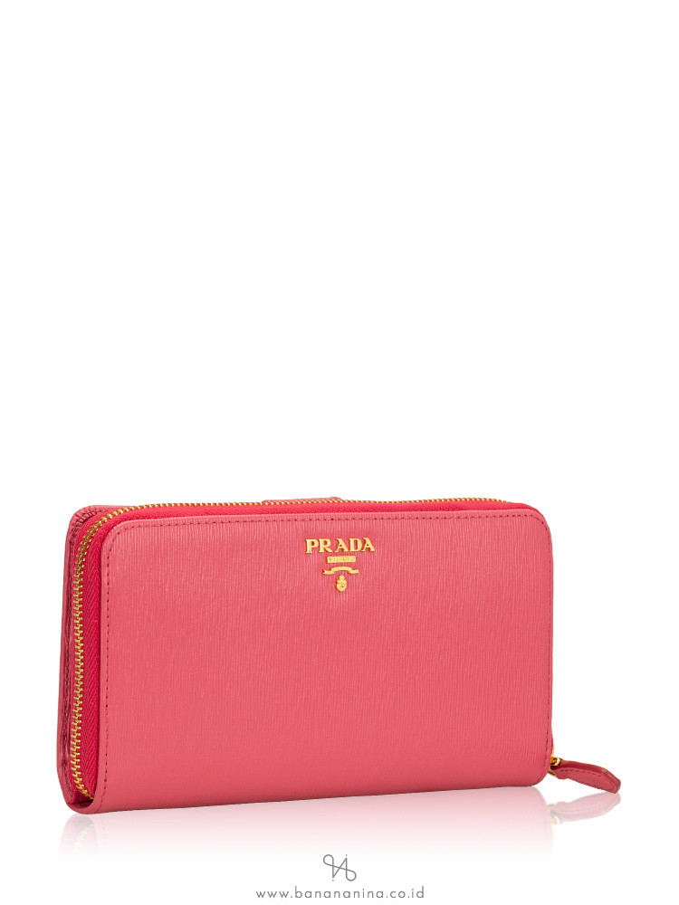 PRADA 1ML348 Vitello Move Zip Wallet Peonia