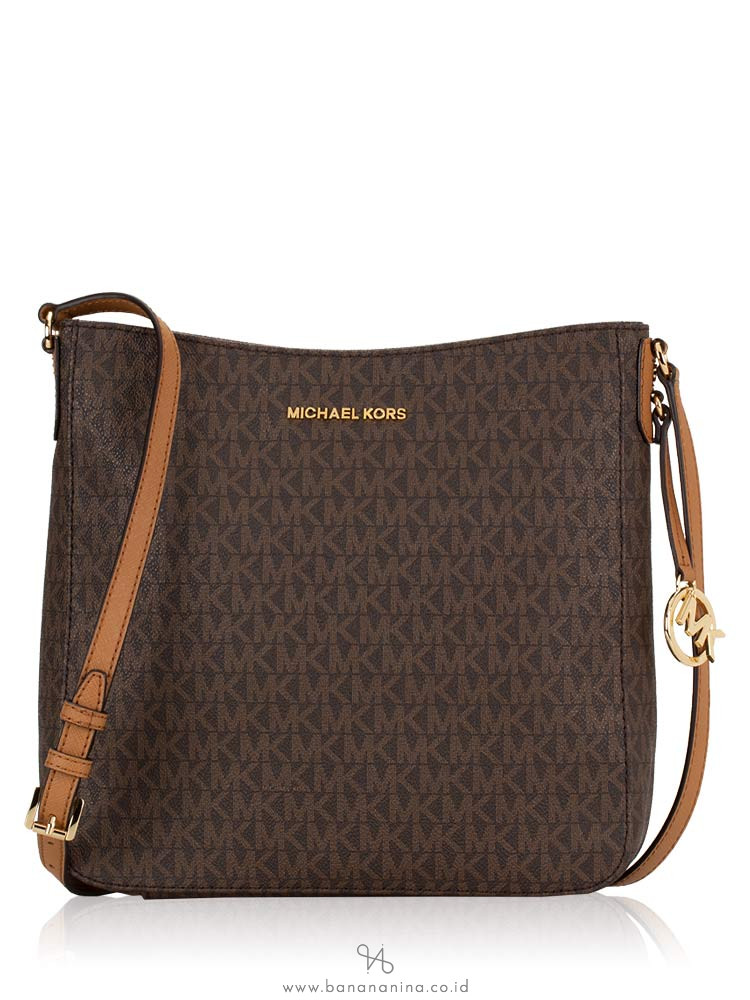 MICHAEL KORS Jet Set Monogram Travel Large Messenger Brown Acorn