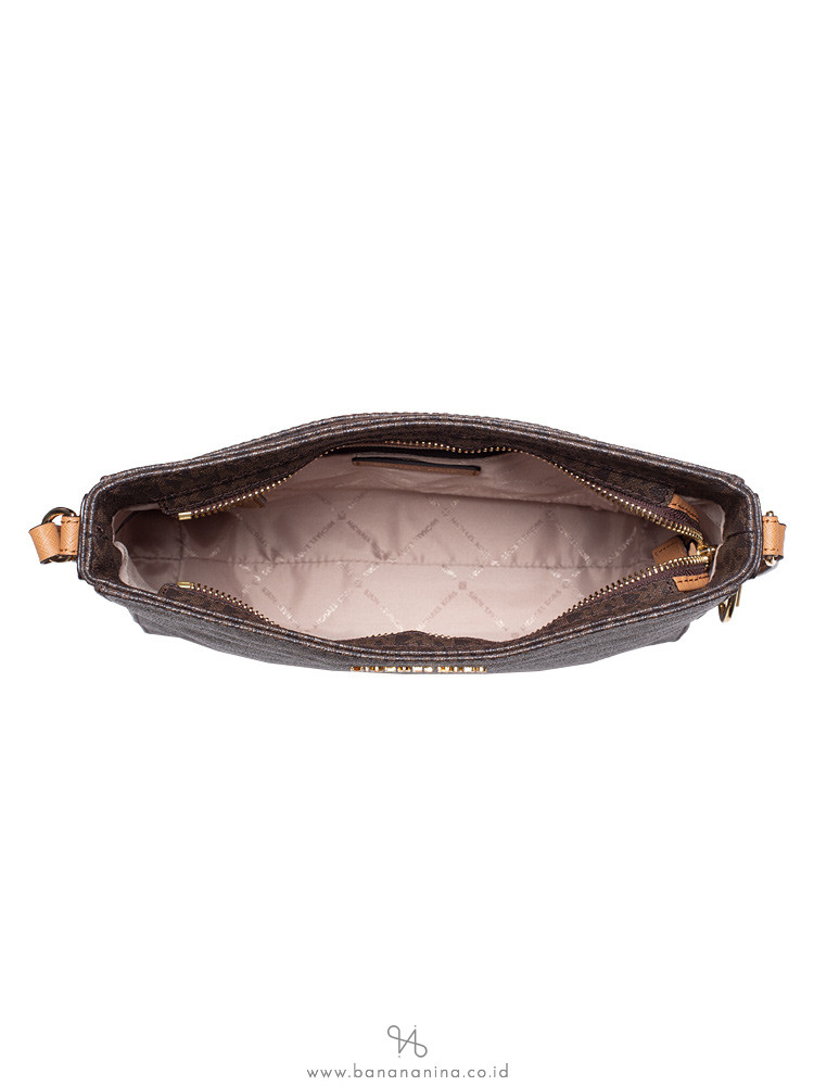 MICHAEL KORS Jet Set Monogram Travel Large Messenger Brown Acorn