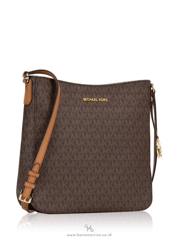 MICHAEL KORS Jet Set Monogram Travel Large Messenger Brown Acorn