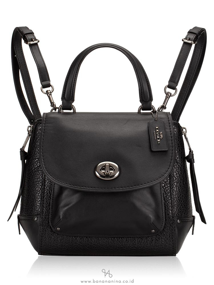 COACH 30525 Mixed Leather Faye Backpack Black