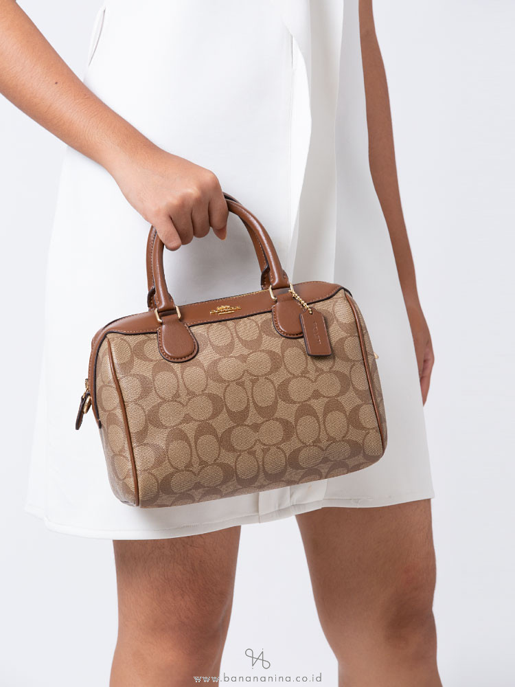 COACH 32203 Signature Mini Bennett Satchel Khaki Saddle