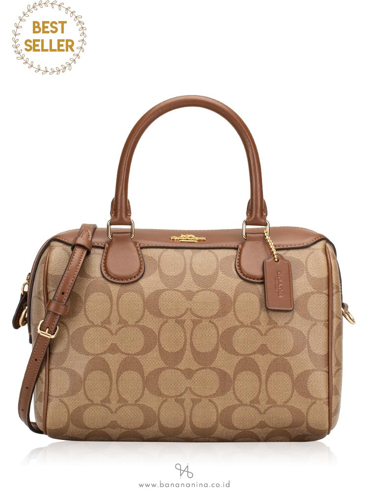 COACH 32203 Signature Mini Bennett Satchel Khaki Saddle