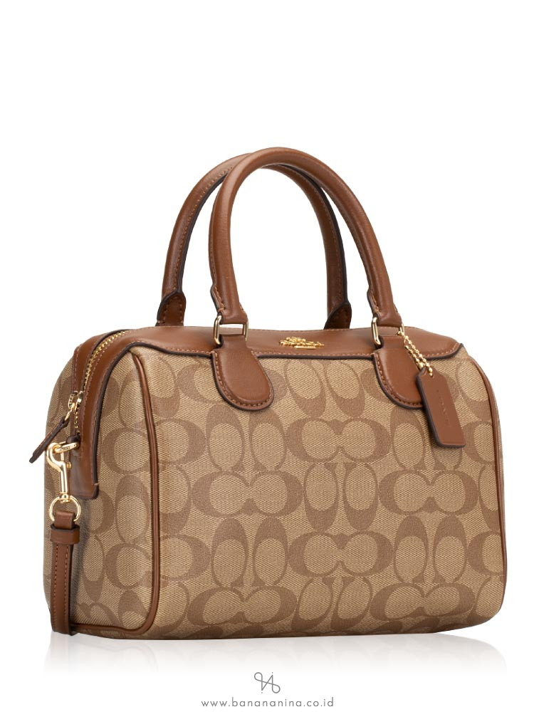 COACH 32203 Signature Mini Bennett Satchel Khaki Saddle