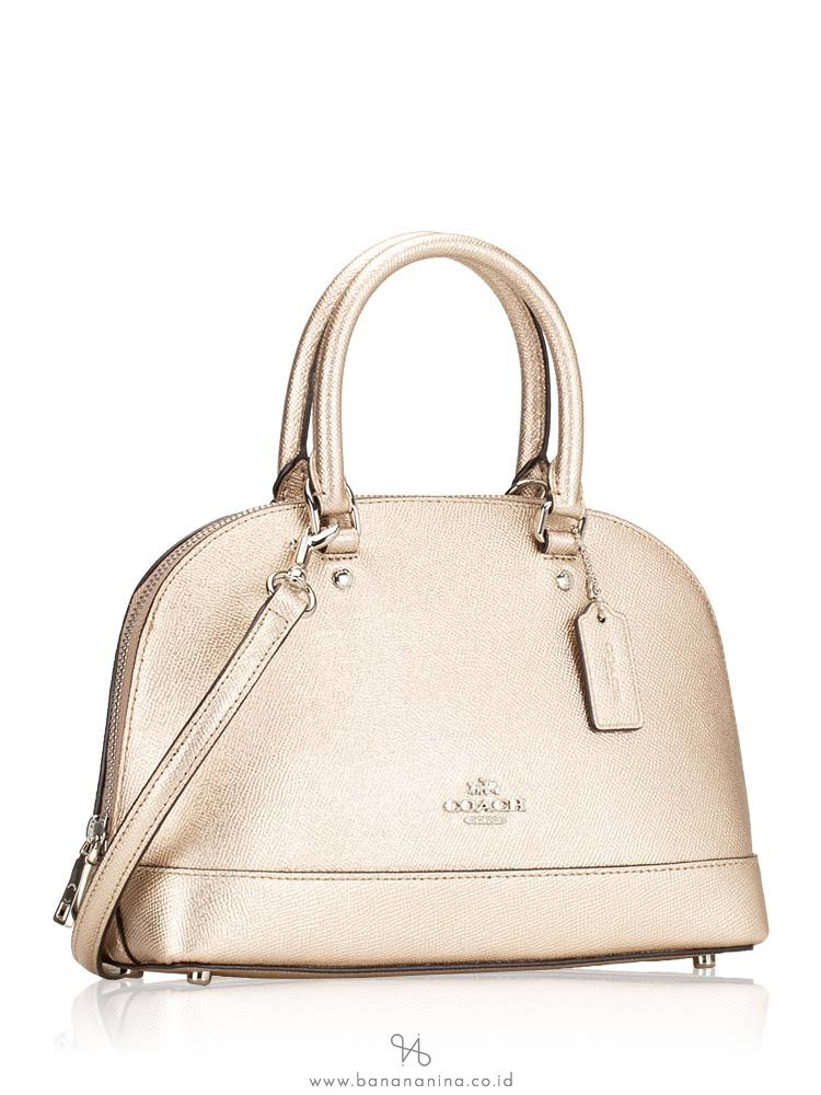 COACH 29170 Metallic Leather Mini Sierra Satchel Platinum