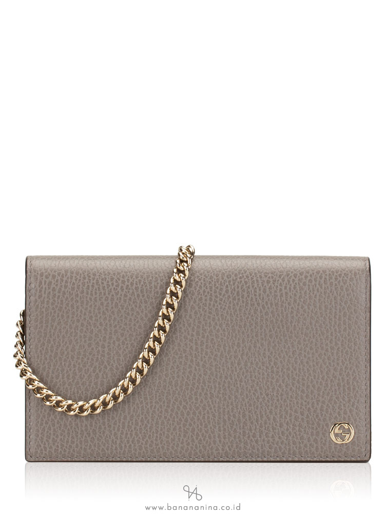 GUCCI GG Interlocking Leather WOC Grey