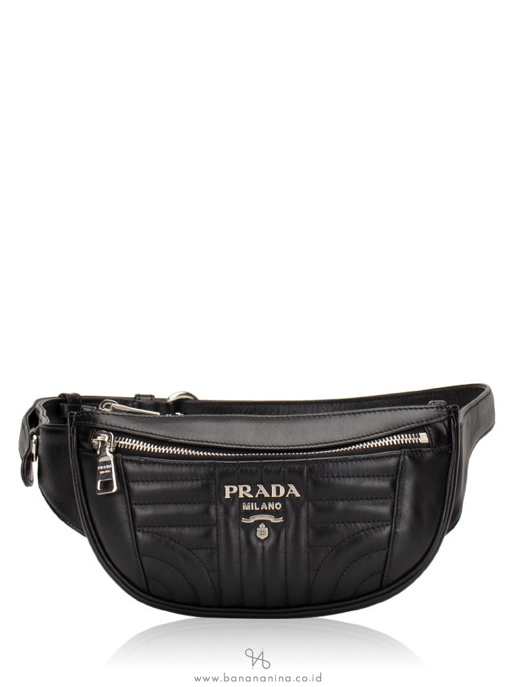 PRADA 1BL008 Soft Calf Impuntu Belt Bag Nero