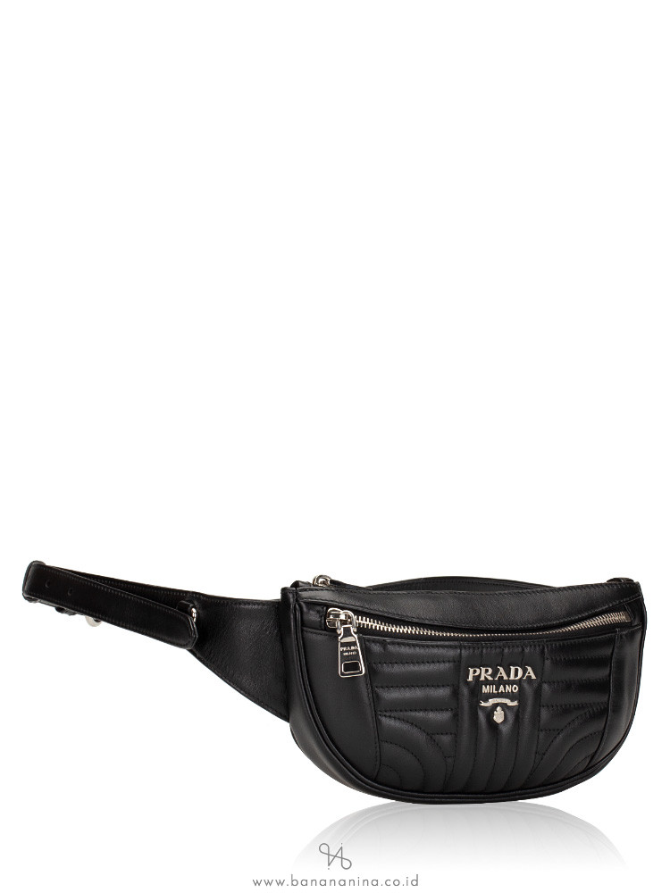 PRADA 1BL008 Soft Calf Impuntu Belt Bag Nero