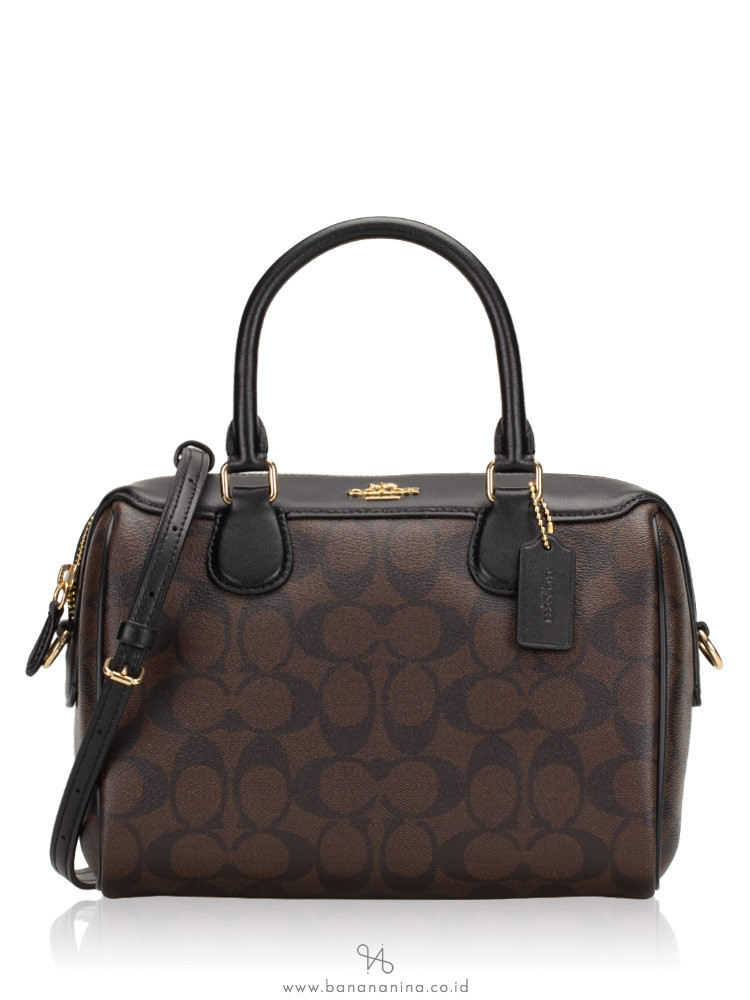 COACH 32203 Signature Mini Bennett Satchel Brown Black