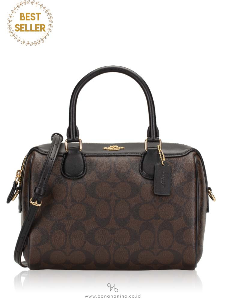 COACH 32203 Signature Mini Bennett Satchel Brown Black