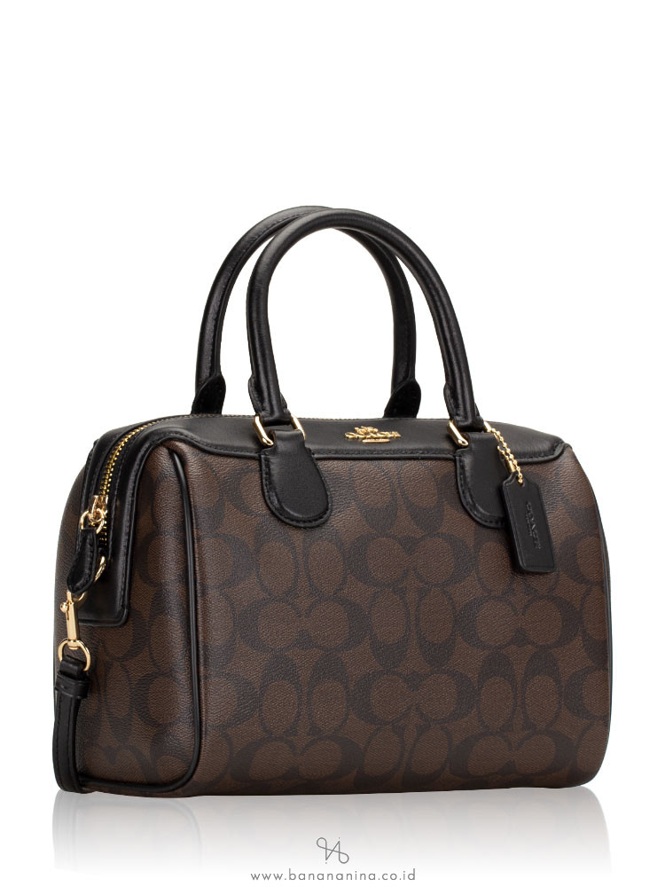 COACH 32203 Signature Mini Bennett Satchel Brown Black
