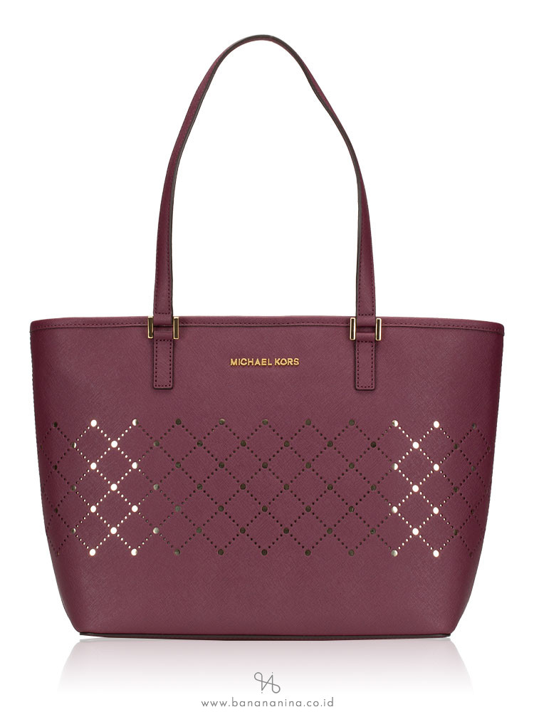 MICHAEL KORS Jet Set Perforated Small Violet Tote Plum