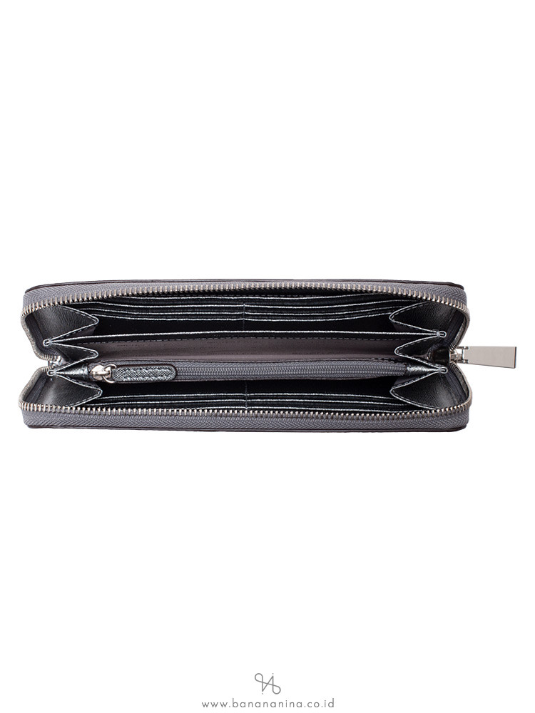 MICHAEL KORS Money Pieces Embossed Leather Zip Wallet Light Pewter
