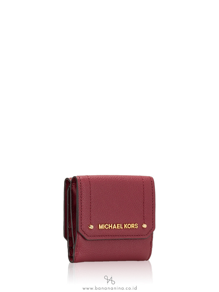 MICHAEL KORS Hayes Leather Medium Trifold Coin Case Mulberry