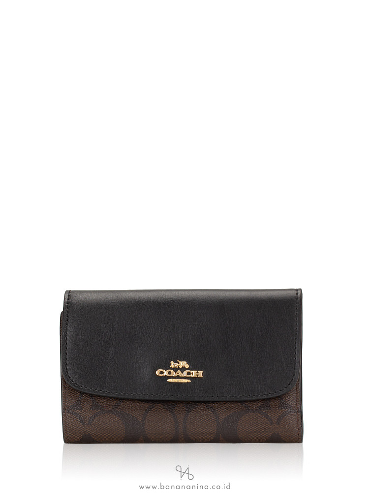 COACH 32485 Signature Medium Envelope Wallet Brown Black