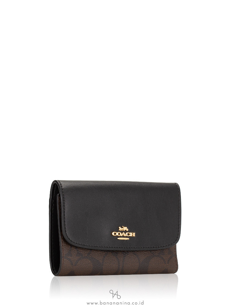 COACH 32485 Signature Medium Envelope Wallet Brown Black