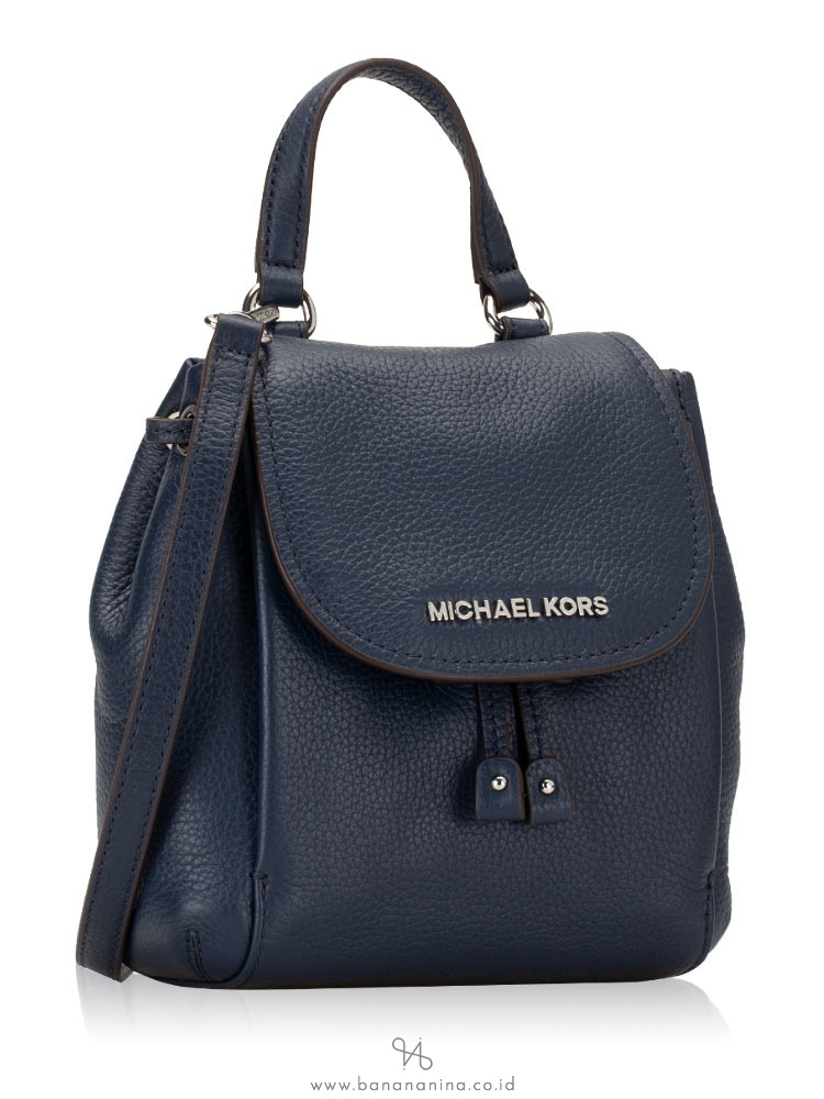 MICHAEL KORS Riley Leather Small Flap Pack Crossbody Navy