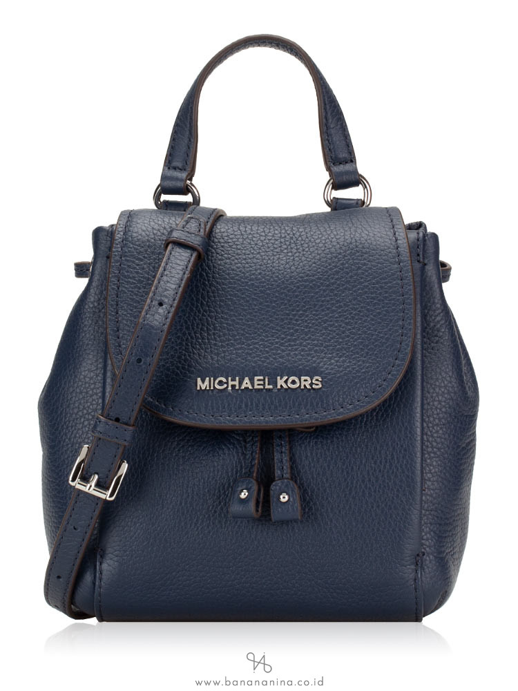MICHAEL KORS Riley Leather Small Flap Pack Crossbody Navy