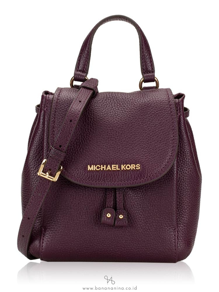 MICHAEL KORS Riley Leather Small Flap Pack Crossbody Damson