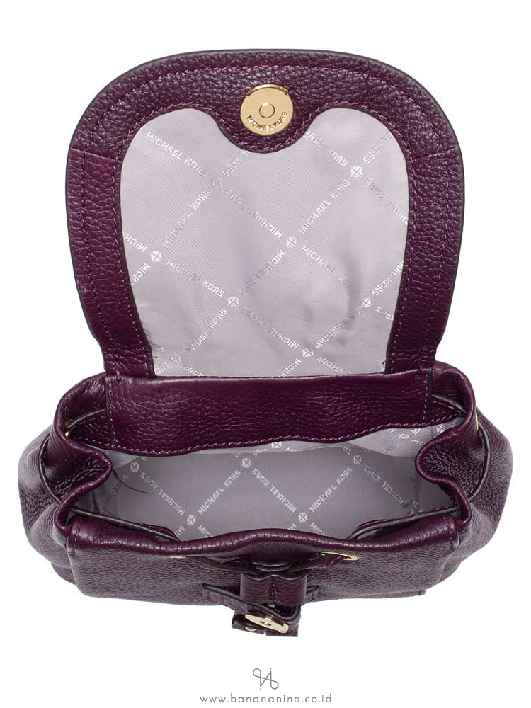 MICHAEL KORS Riley Leather Small Flap Pack Crossbody Damson