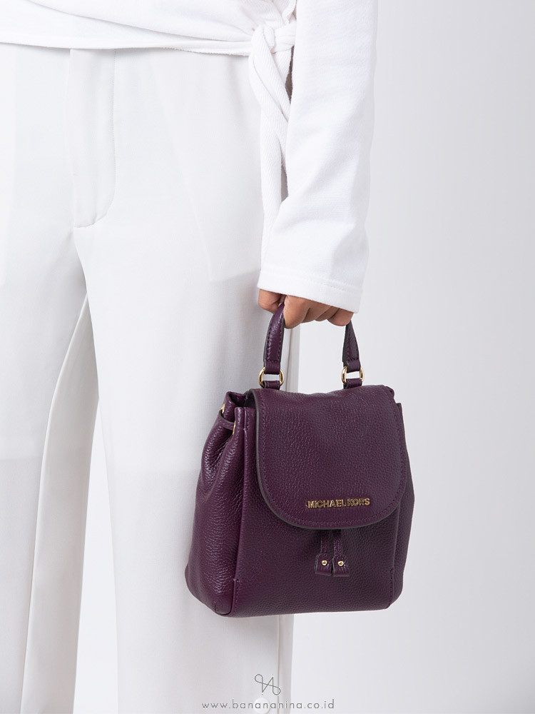 MICHAEL KORS Riley Leather Small Flap Pack Crossbody Damson