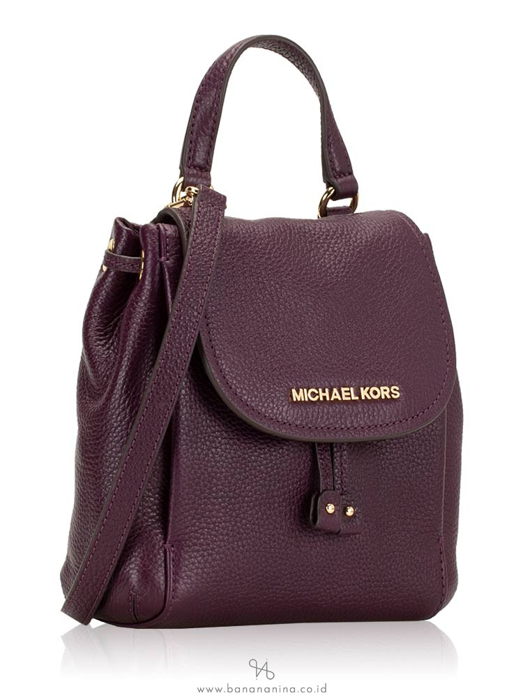 MICHAEL KORS Riley Leather Small Flap Pack Crossbody Damson