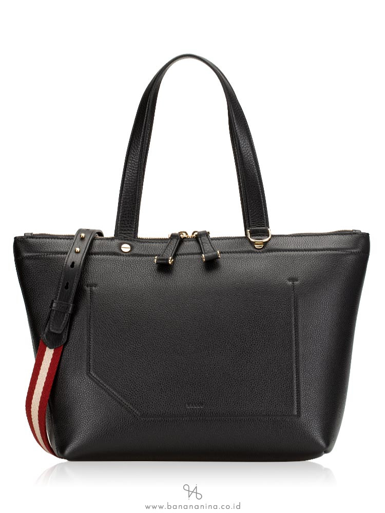 BALLY Leather Medium Convertible Tote Black
