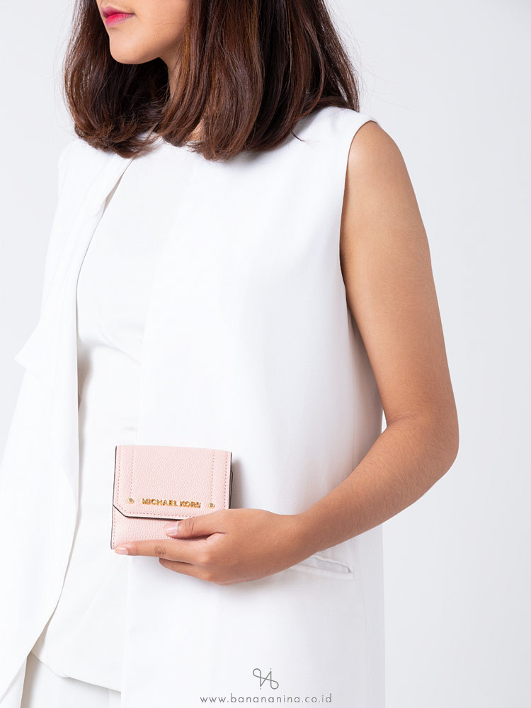 MICHAEL KORS Hayes Leather Medium Trifold Coin Purse Pastel Pink