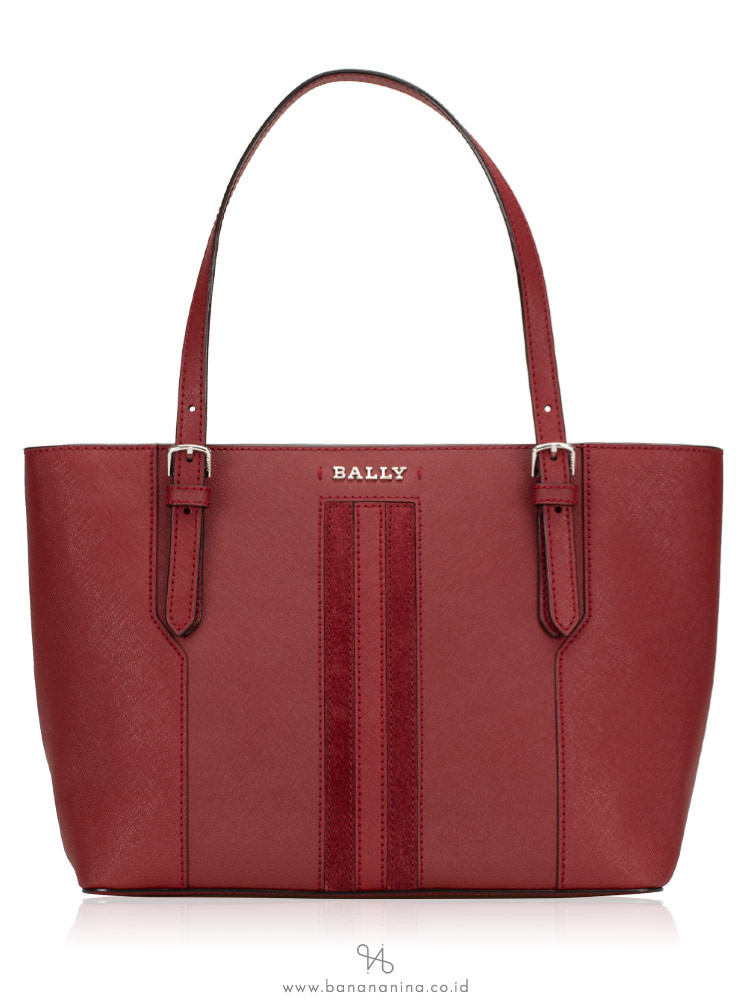 BALLY Supra Saffiano Small Tote Garnet