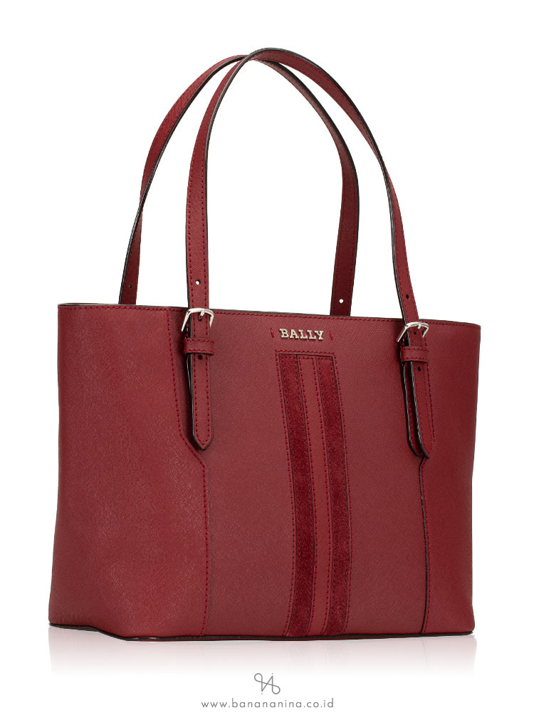 BALLY Supra Saffiano Small Tote Garnet