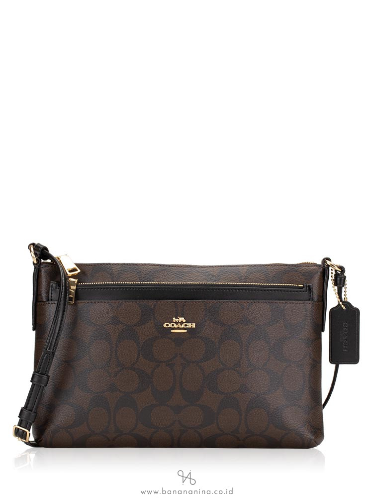 COACH 58316 Signature Pop Crossbody Brown Black