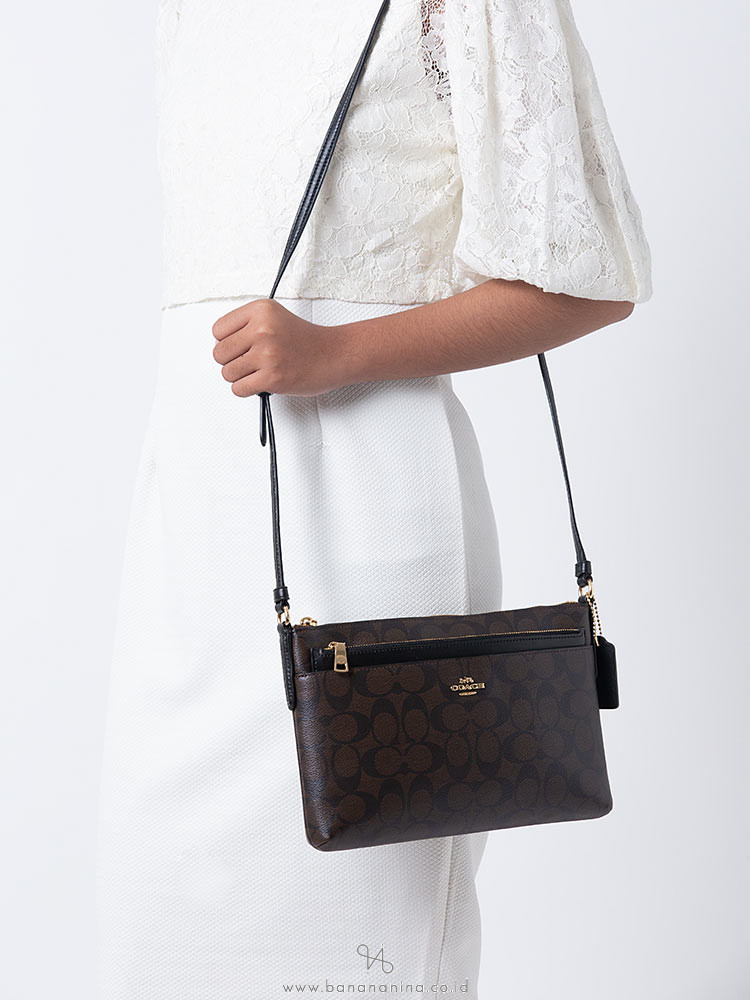 COACH 58316 Signature Pop Crossbody Brown Black