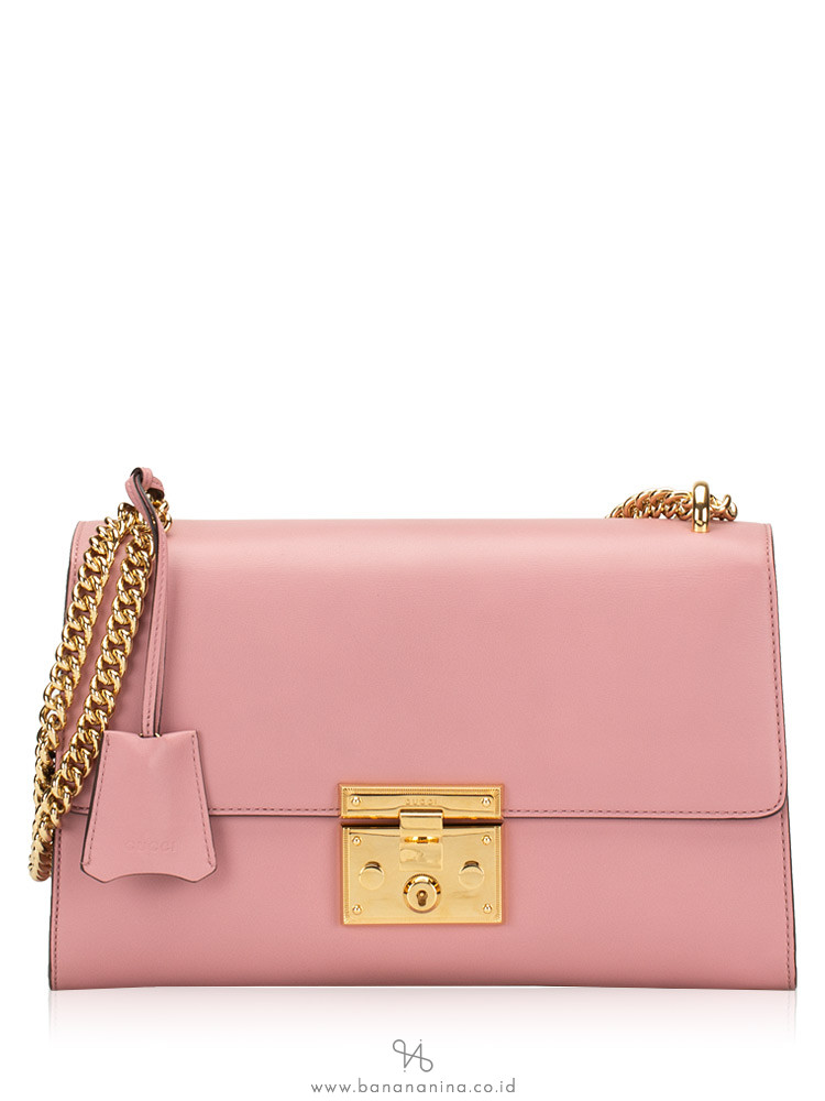 GUCCI Padlock Medium Leather Shoulder Bag Pink