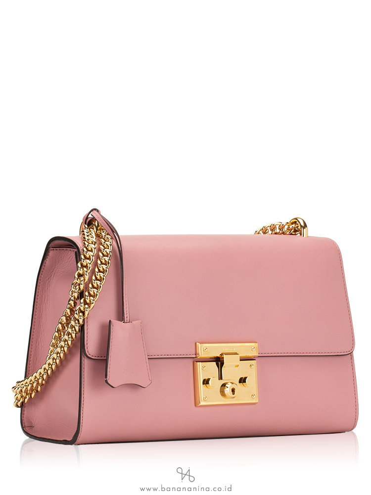 GUCCI Padlock Medium Leather Shoulder Bag Pink