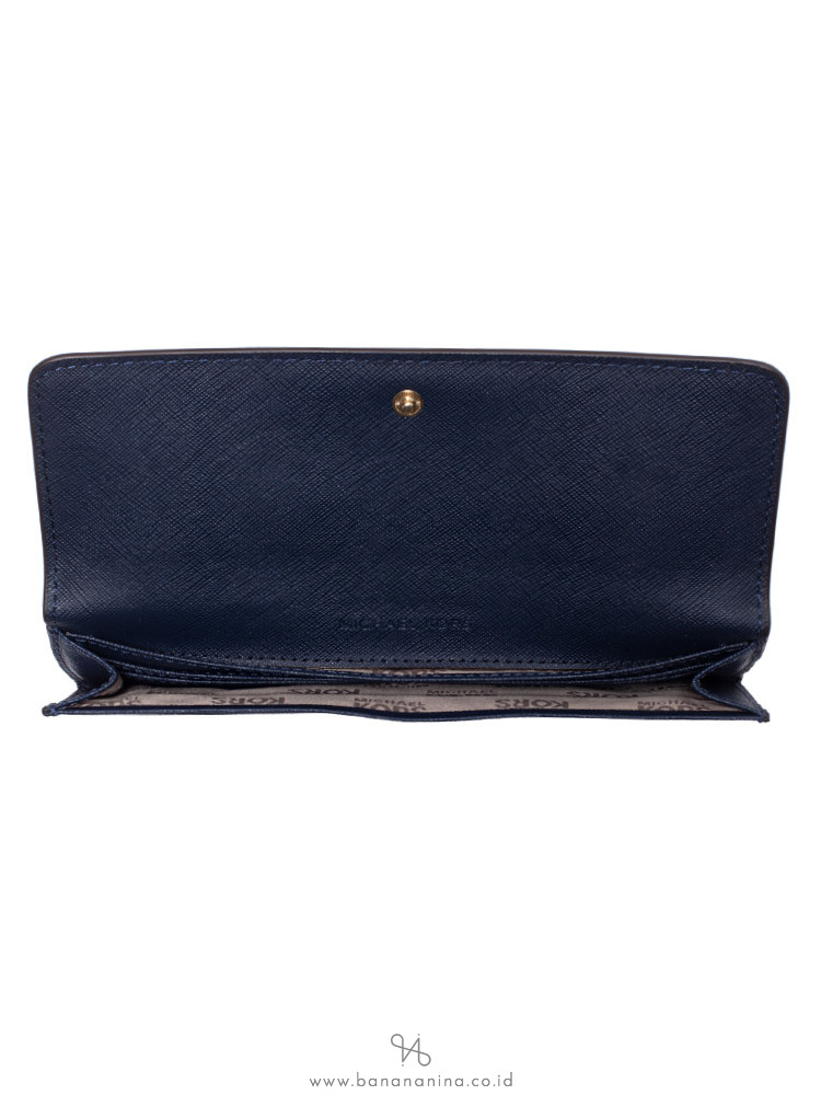 MICHAEL KORS Jet Set Saffiano Slim Flat Wallet Navy