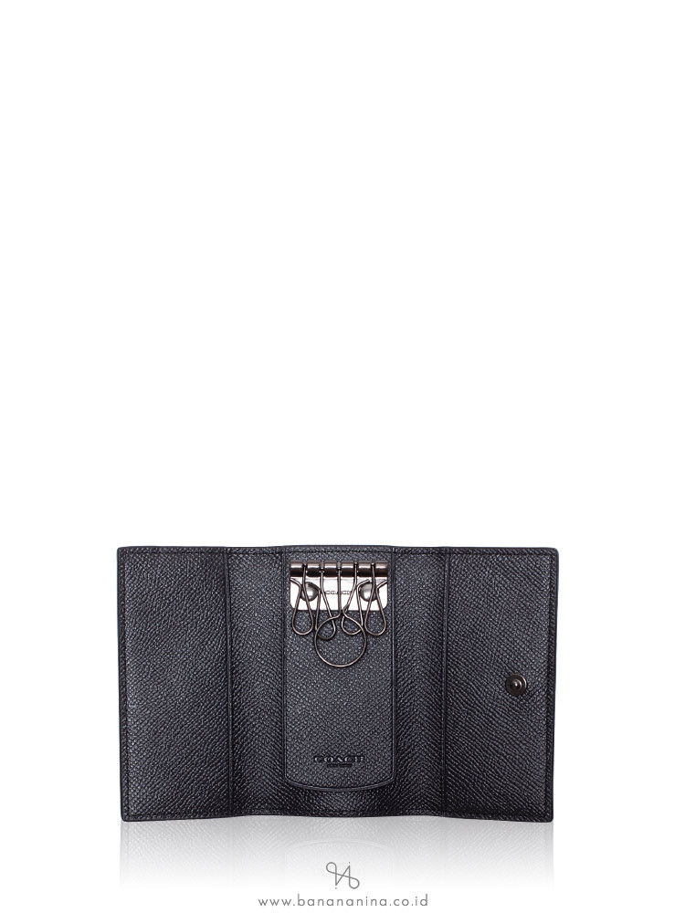 COACH 26100 Crossgrain 4 Ring Key Case Black