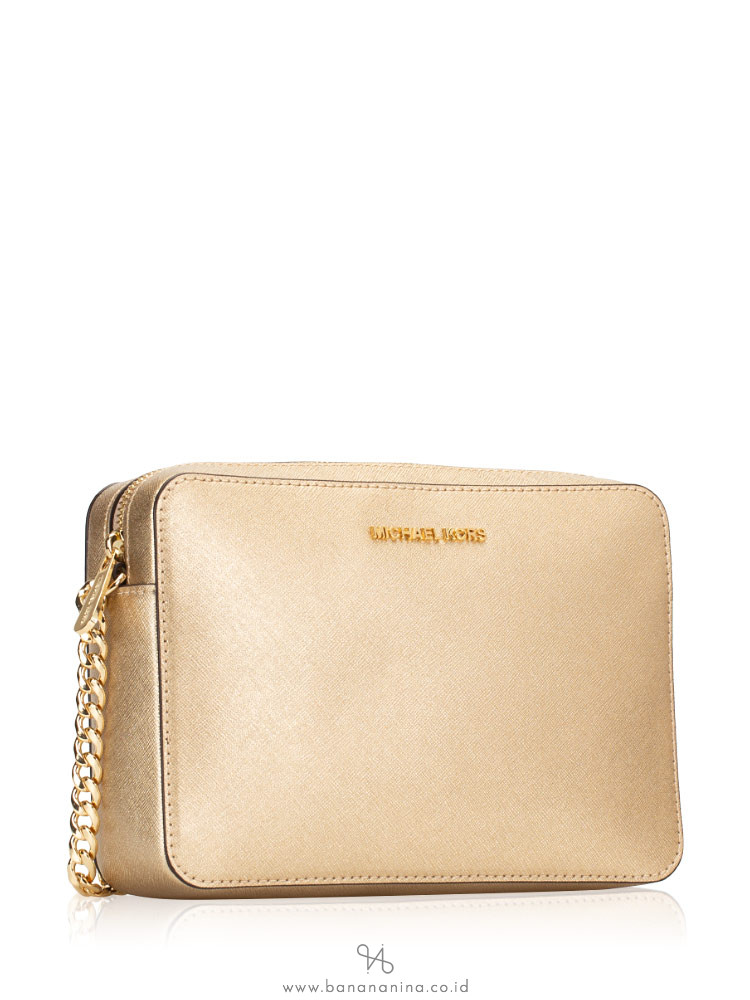 MICHAEL KORS Jet Set Item Large Crossbody Pale Gold