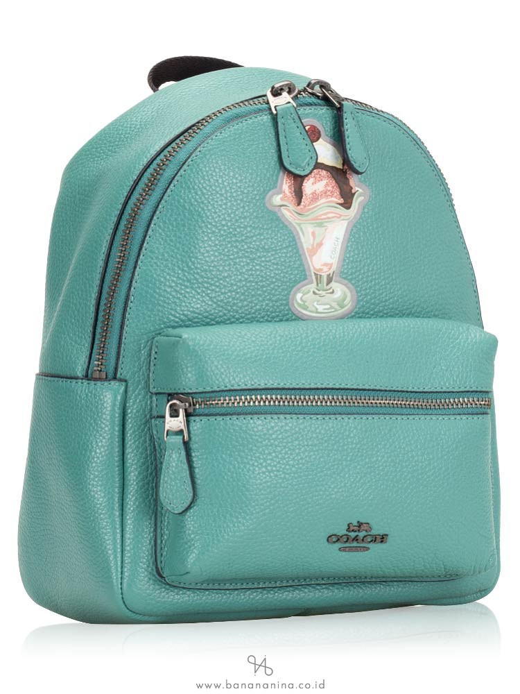 COACH 28488 Mini Charlie Sundae Leather Backpack Blue Green