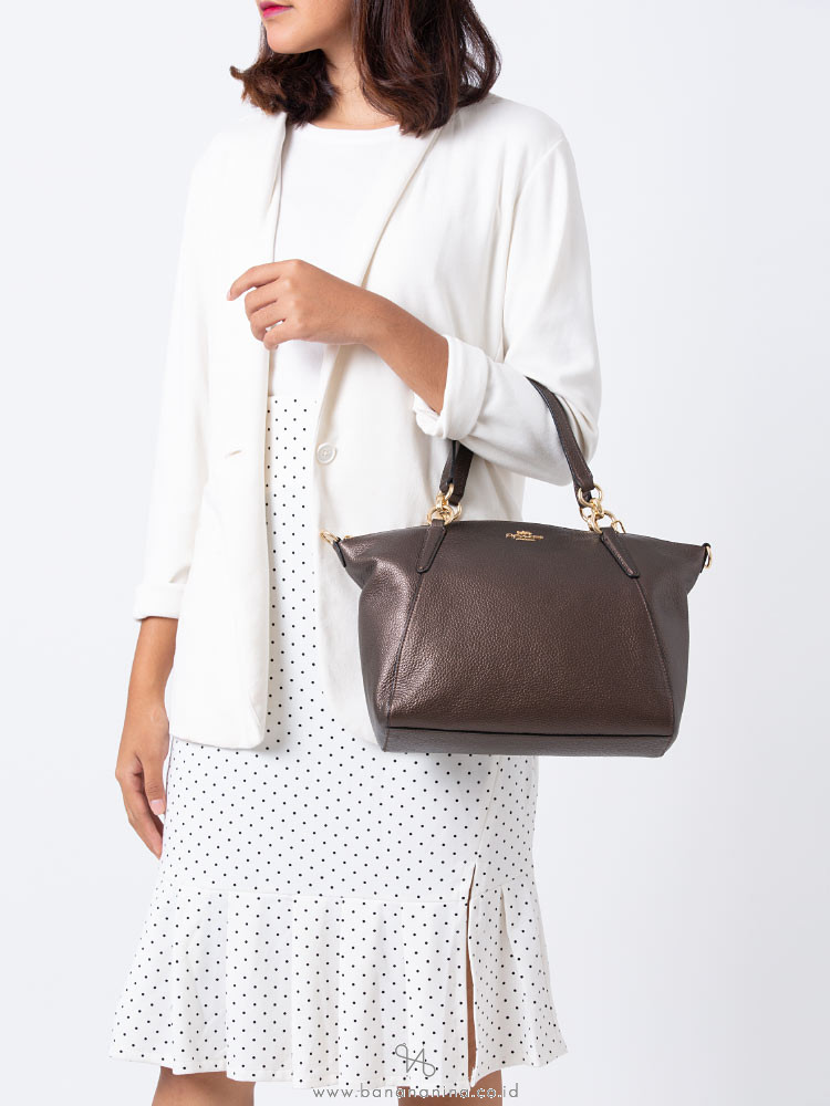 COACH 29867 Metallic Pebble Leather Small Kelsey Bronze