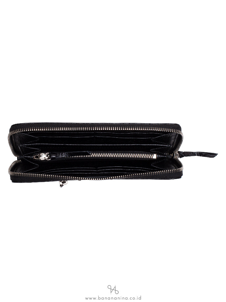 BALENCIAGA Classic Silver Zip Wallet Black