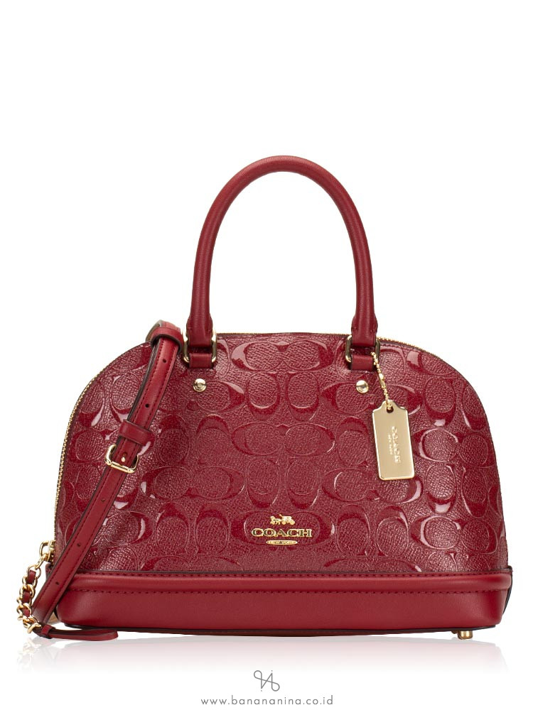 COACH 27597 Signature Debossed Patent Mini Sierra Cherry