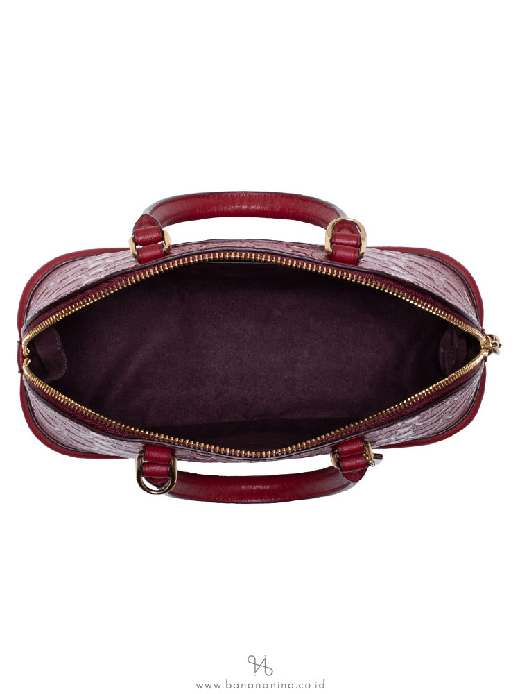 COACH 27597 Signature Debossed Patent Mini Sierra Cherry