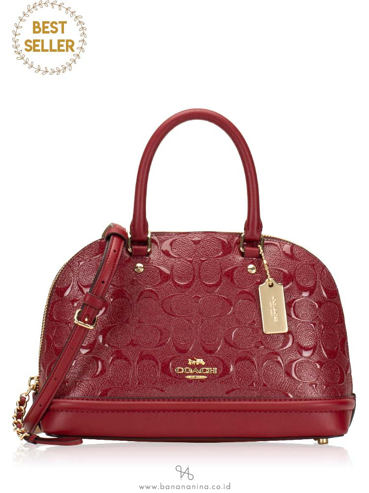 coach mini sierra satchel in signature debossed patent leather